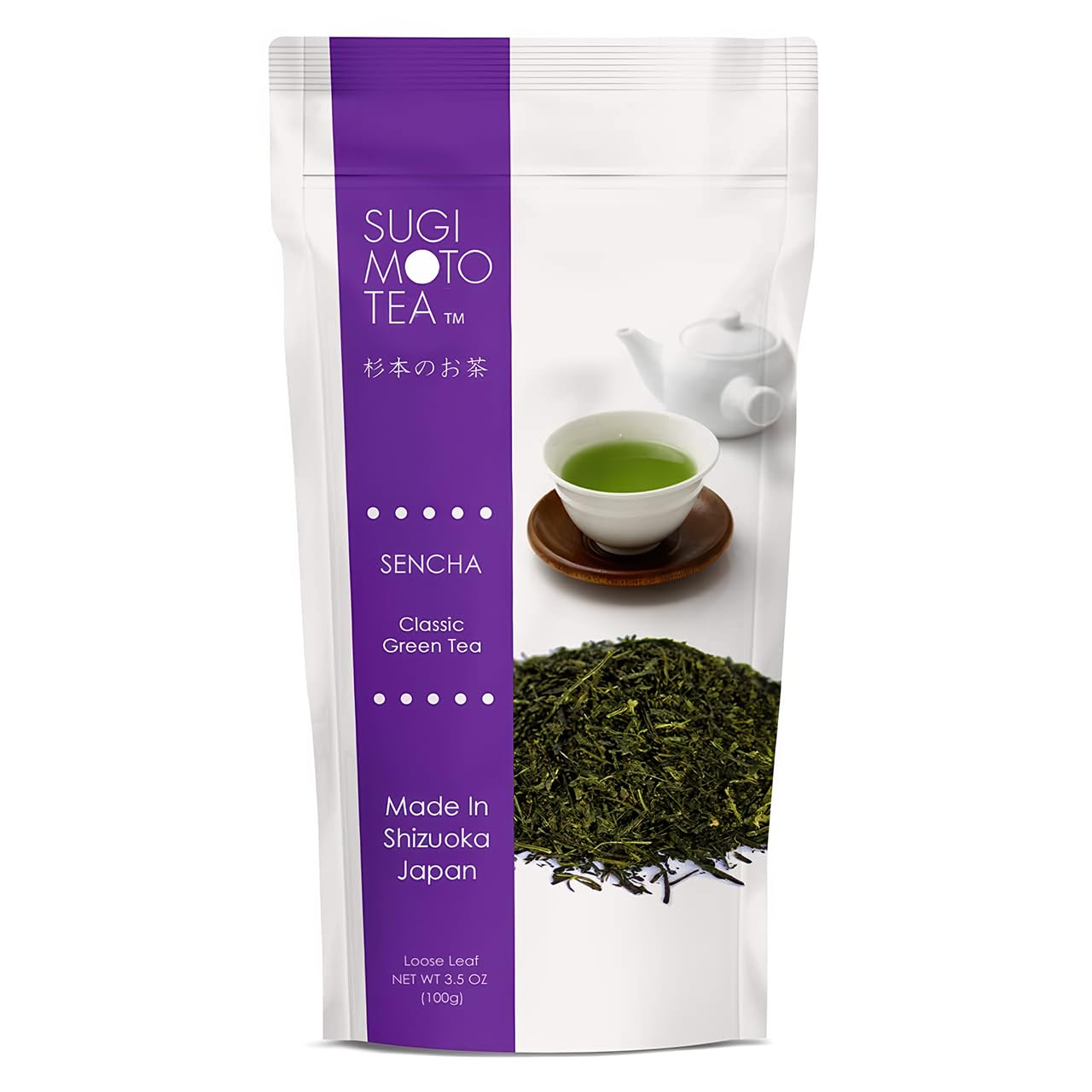 SUGIMOTO TEAJapanese Green Tea Loose Leaf 3.5 oz (100 g) Pack of 1, Traditional Deep Steamed Fukamushi Sencha Teas Made in Shizuoka Japan