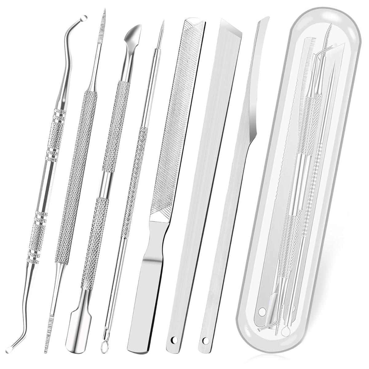 MAYCREATE® 6pcs Ingrown Toenail Tool, Toenail File and Lifters, Foot Skin Scraper Surgical Stainless Steel Ingrown Toenail Removal Tool Kit, Nail Cleaner Tools with Box