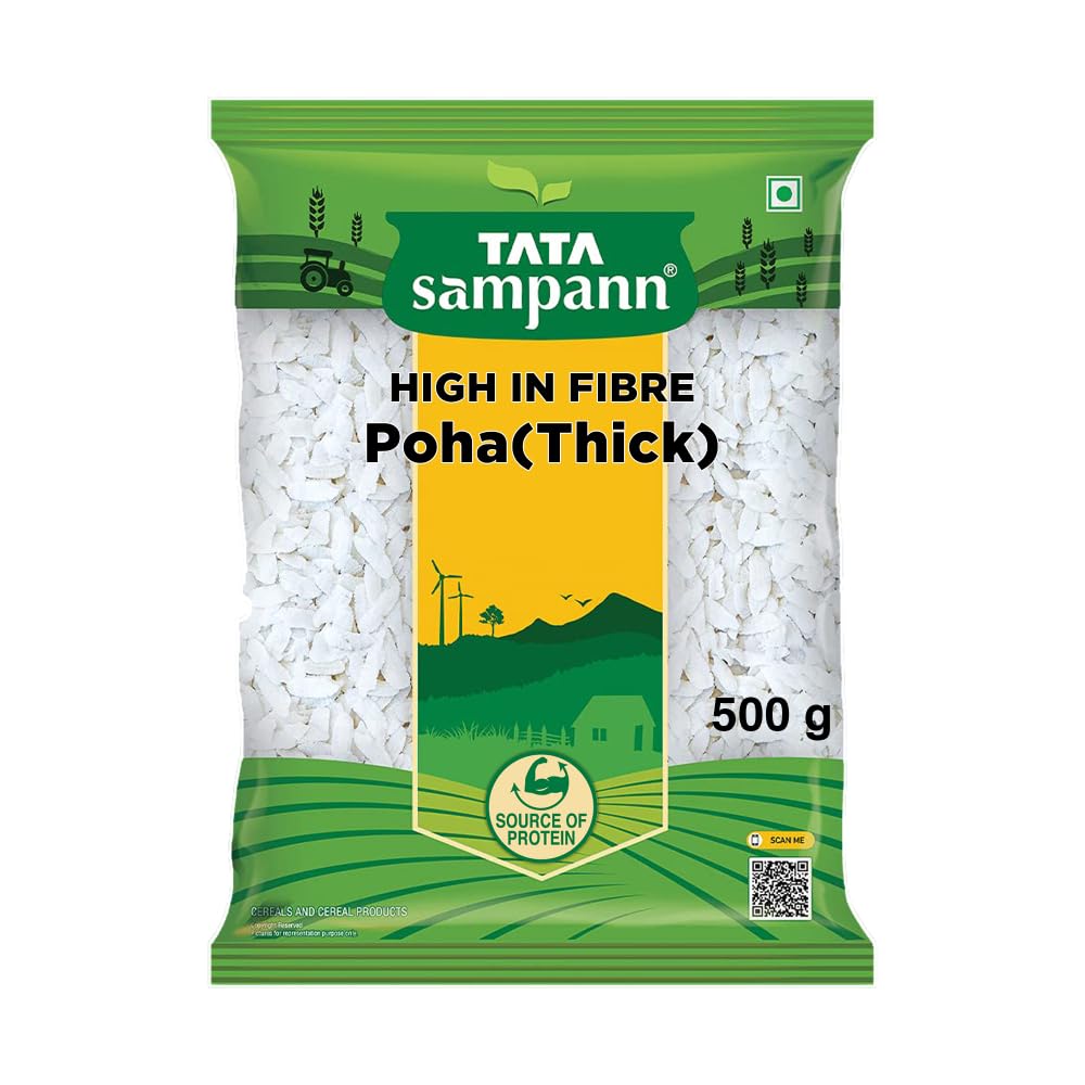 Tata Sampann, High in Fibre Poha(Thick), 500g