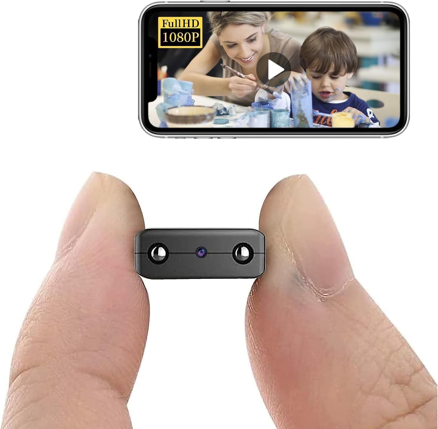 Smallest Wireless WiFi Camera HD1080P Mini Camera with Video Recording Live Feed,Baby Monitor with Night Vision,AI Human Motion Detection,Remote Viewing for Surveillance Camera with iOS,Android APP