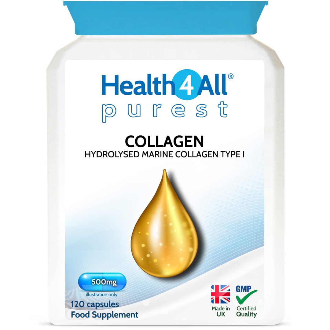 Health4All Marine Collagen Peptides Type I 120 Capsules (V) 2000mg Daily Dose Super Absorbable 3kDa Premium Hydrolysed Collagen Supplement