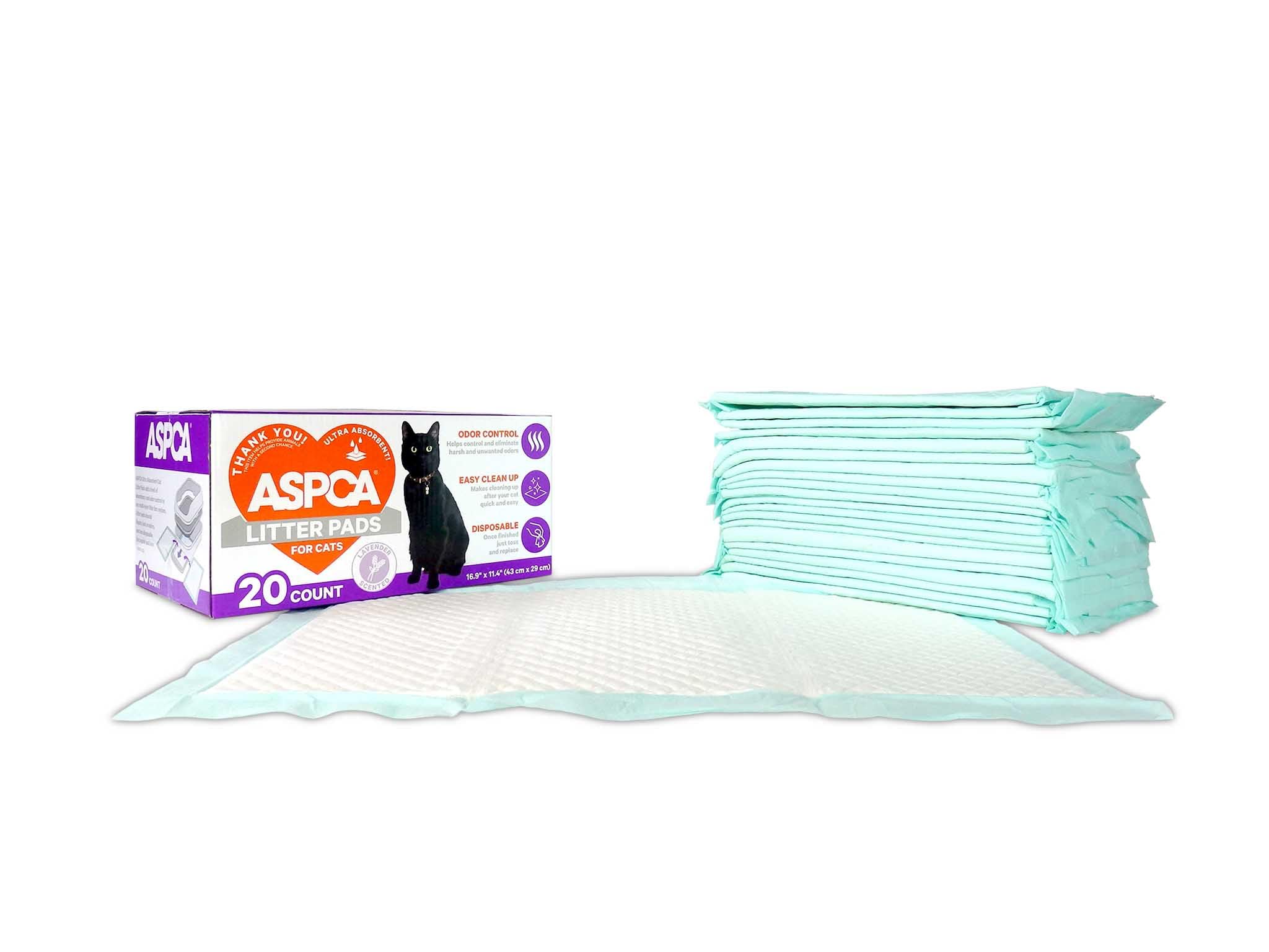 ASPCA Lavender Scented Cat Pad Refills for Litter Box System Size 16.9 x 11.4 Inch - Pack of 20