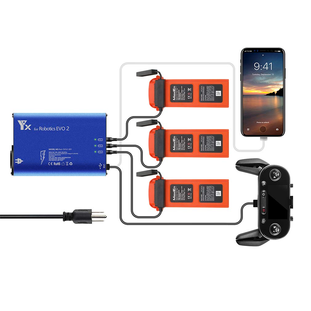 HanatoraBattery Charger for Autel Robotics EVO 2/II, EVO II Pro V2/V3/ Enterprise/RTK,EVO II Dual Drone,Rapid Multi Parallel Charging Hub Accessories