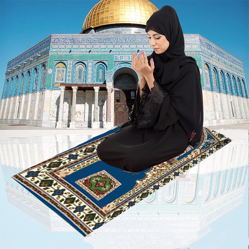 haozaikeji Velvet Prayer Mat Muslim Prayer Mat Rug Thick Soft Turkish Rug Padded Mat Janamaz Sajada Praying Carpet Cushion Mihrab Taffeta Ottoman Prayer Rug Great Ramadan Gifts for Women and Men