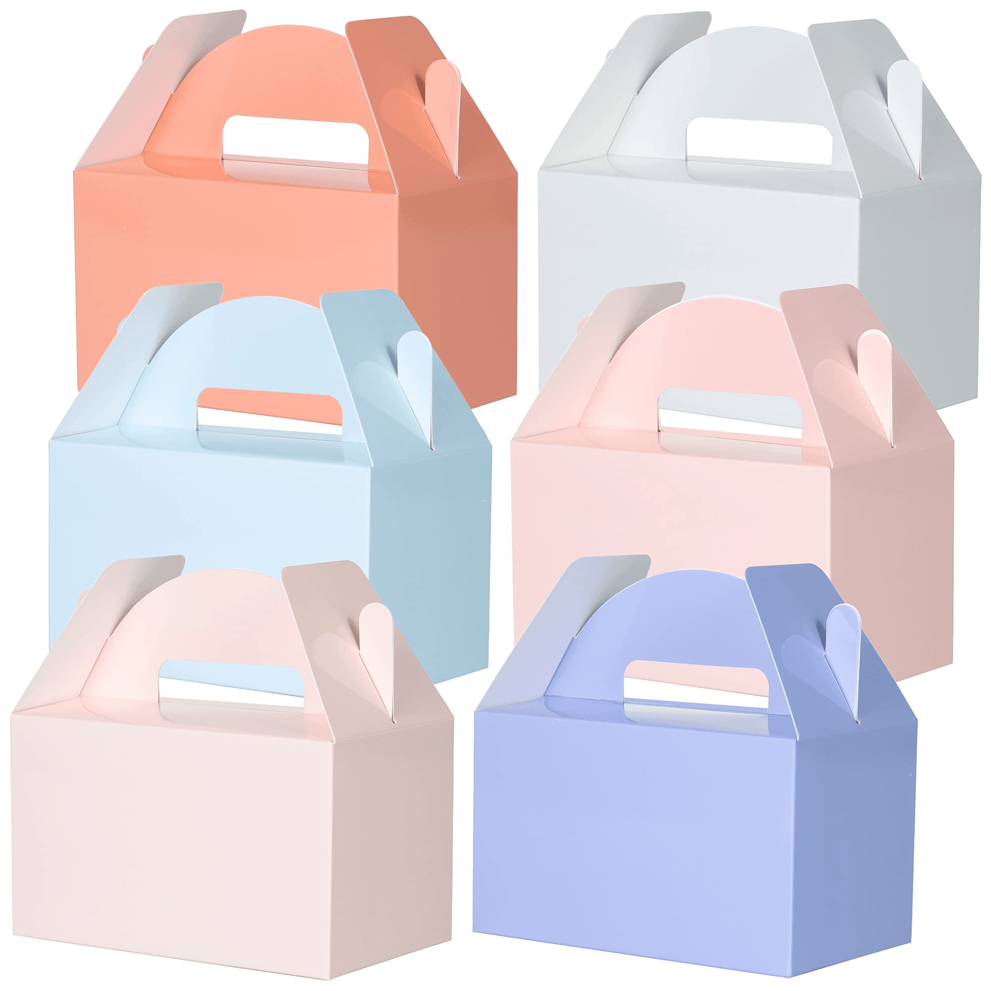 MATICAN Party Favor Boxes, 24-Pack Colored Treat Boxes, Gable Boxes, 6 Pastel Colors, 6 x 3.5 x 3.5 Inches