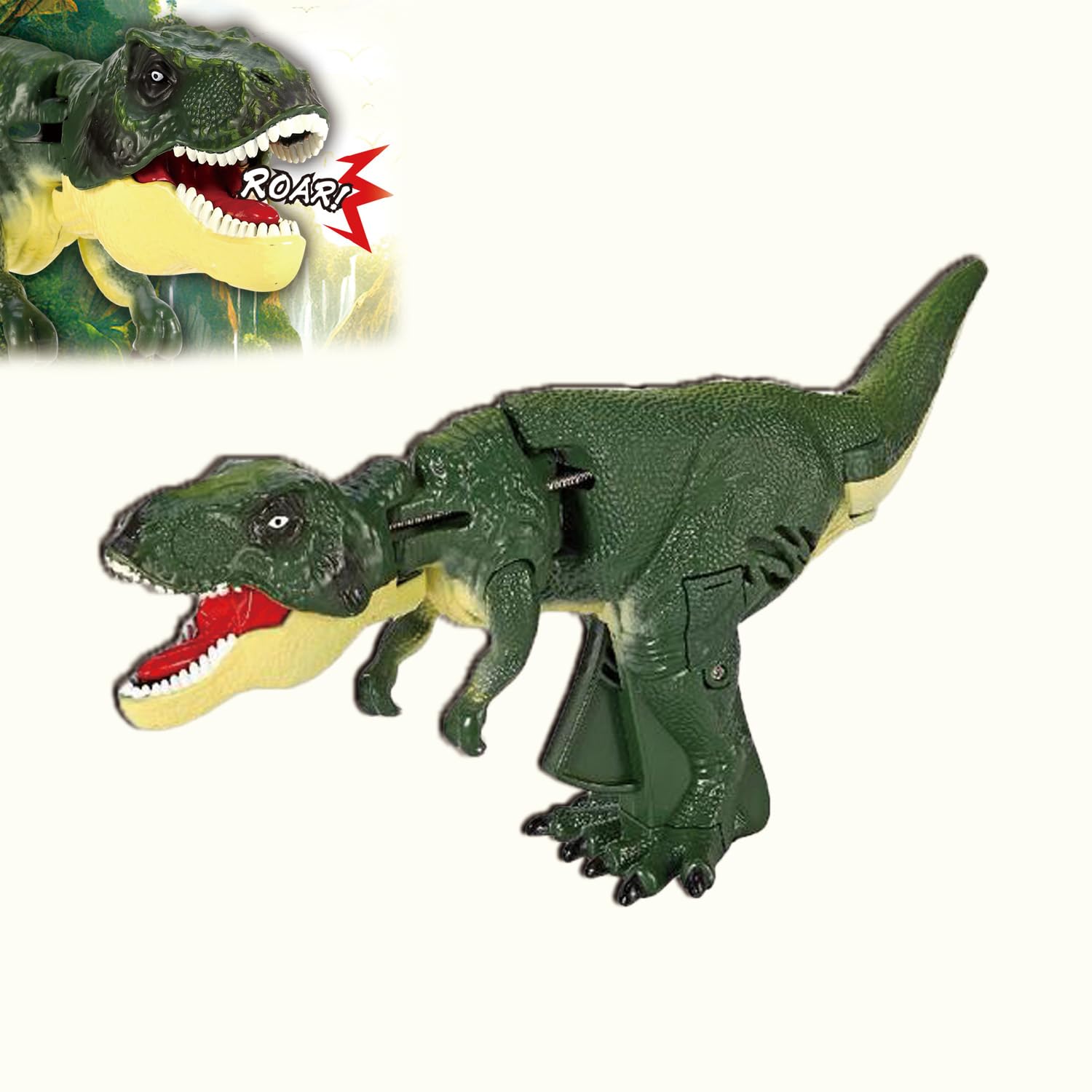 Mystoneer Dinosaur Toys for Kids, Dino Zaza, Dinosaur Zazaza, Dinosaurio Zaza, Dinosaurio Zazaza, Trigger The T-Rex, Novelty Gag Toy Gift for Birthday, Halloween, Christmas(Large-Green-Silent*1)