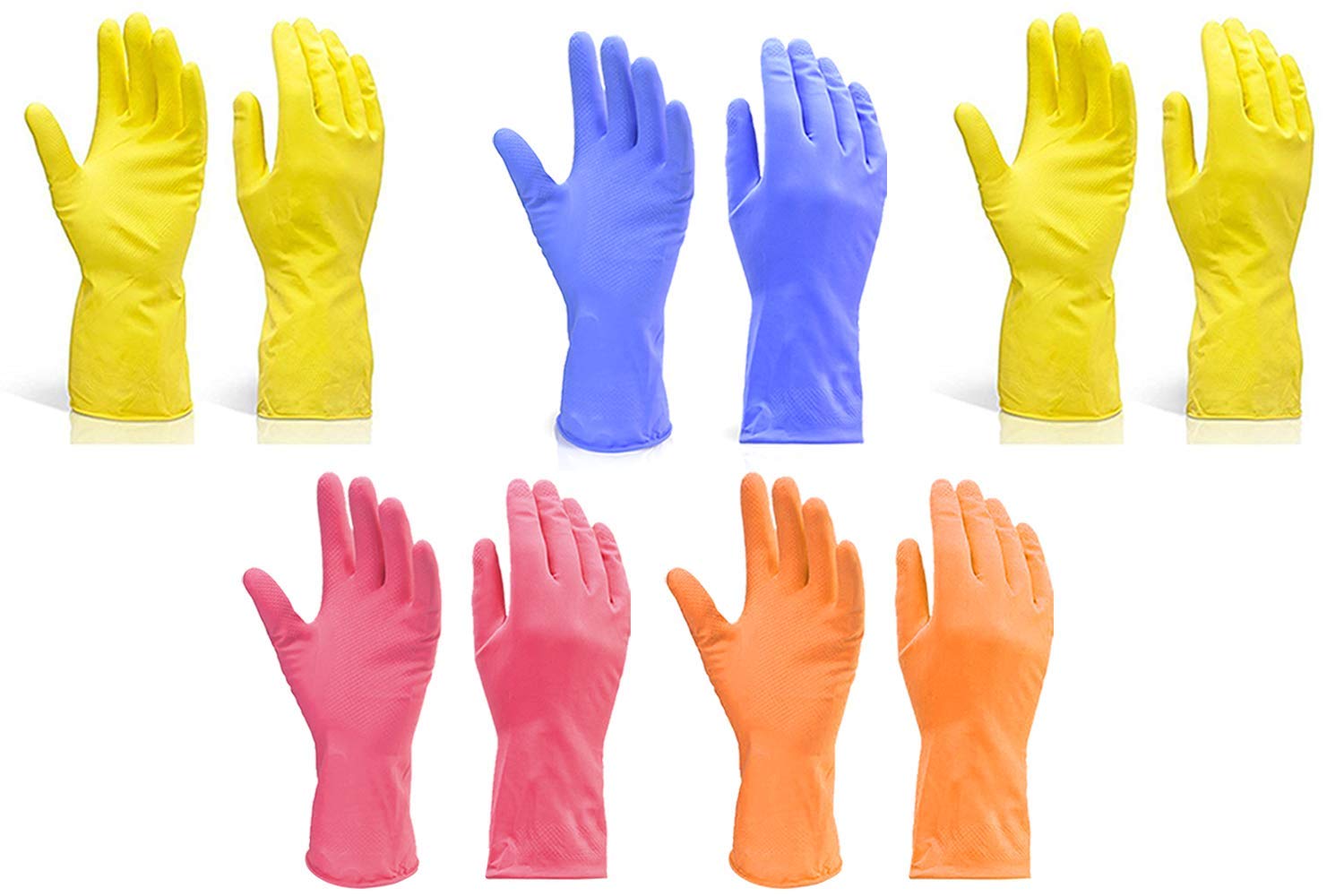 MorningVale Cleaning Gloves Reusable Rubber Hand Gloves, Stretchable Gloves for Washing Cleaning Kitchen Garden (Multicolour, Pack of 5 Pair)