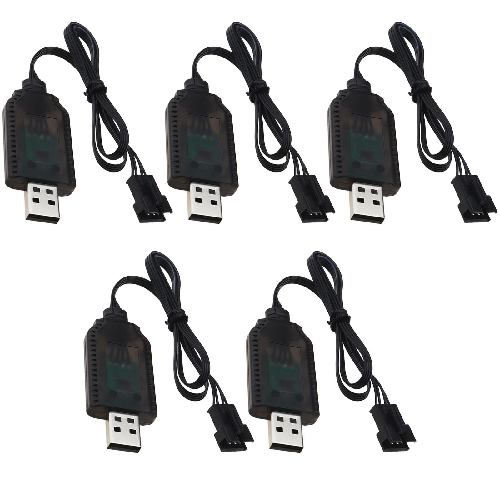 5PCS USB Power Charger Cable 7.4V 1000mA Output USB RC Battery Charger Connector SM-4P Plug 53cm Length for RC Car Drones FPV Drone Quadcopters