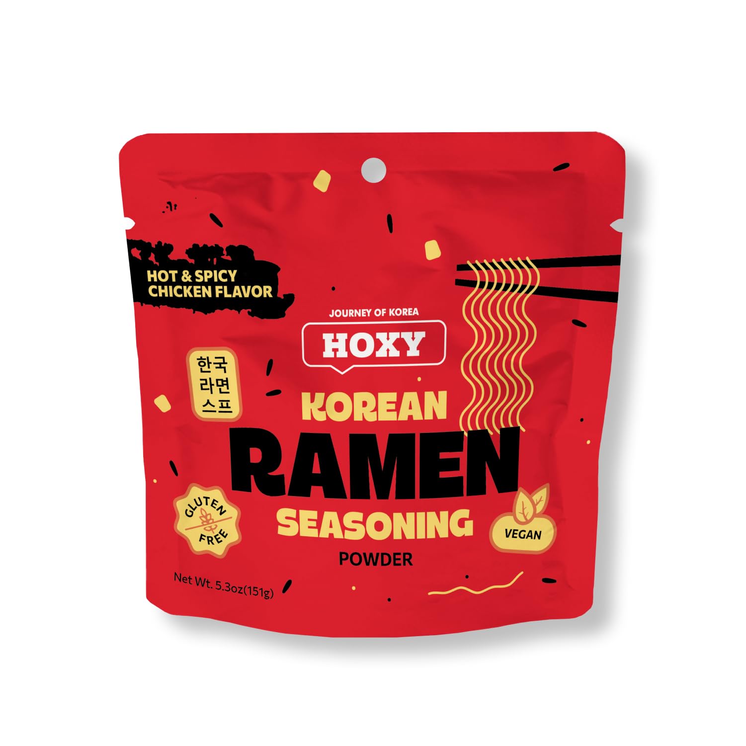 HOXY Journey of Korea "Korean Ramen Seasoning" | Gluten Free, Vegan | Finest Ramen Seasoning Powder | 5.3oz (HOT & SPICY CHICKEN, Pack of 1)