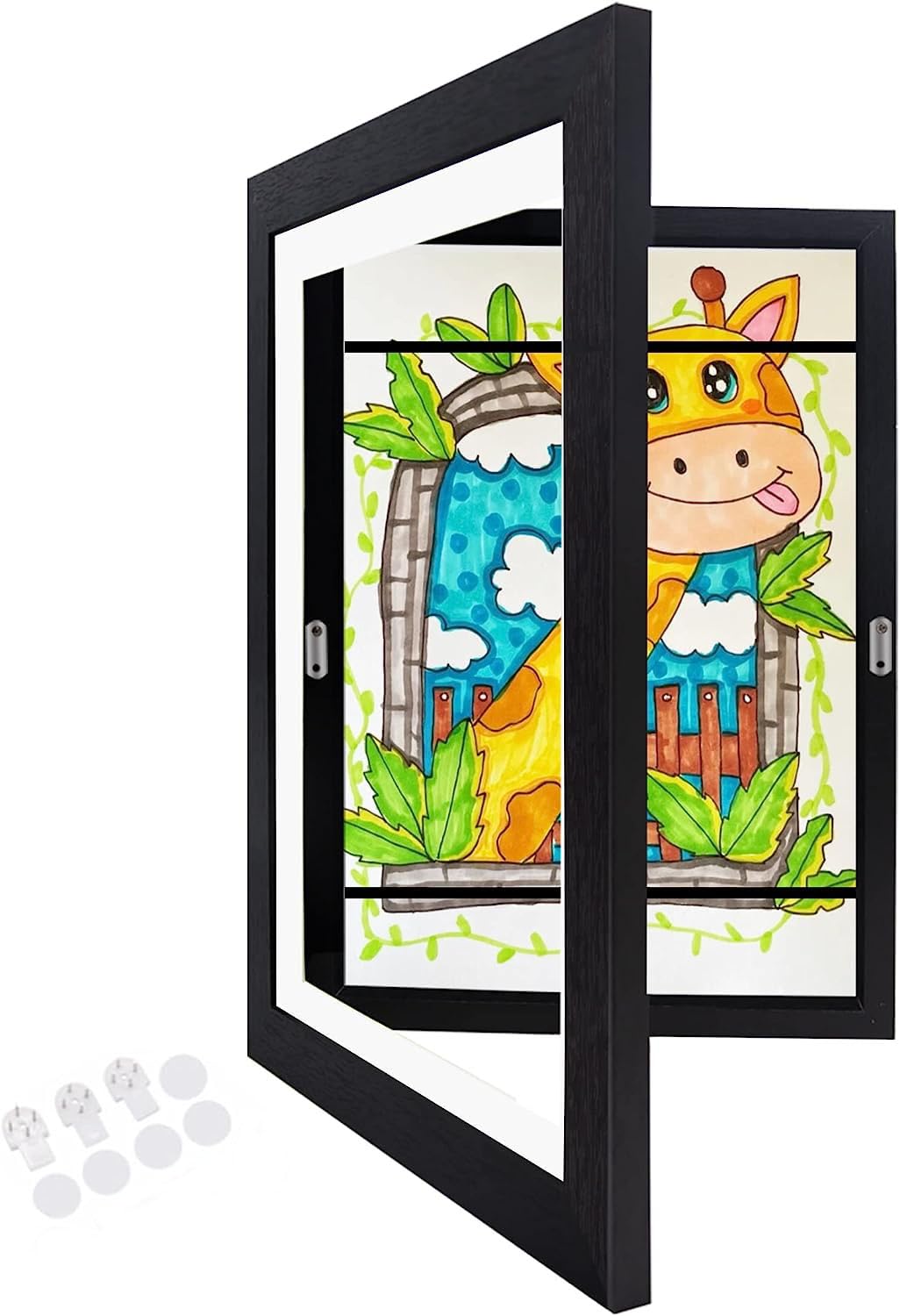 ANTOLE Kids Artwork Picture Frame,A4 Picture Frames Front Opening Frames,Black Artwork Display Storage Frame for Wall, For Children Drawing Crafting Art Projects Frames