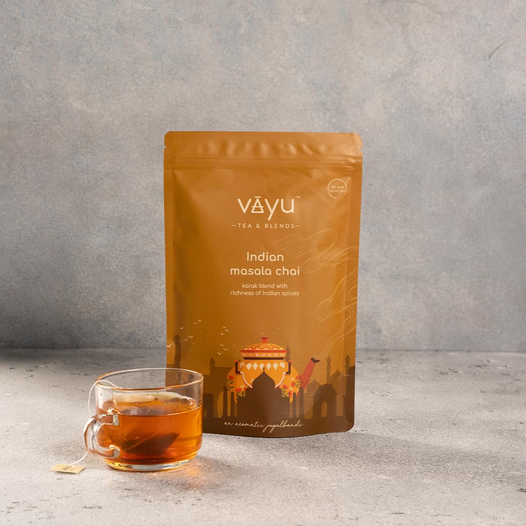 Vayu Tea & Blends - Indian Masala Chai (100% Assam Chai) Loose Leaf Pouch of 180 grams.