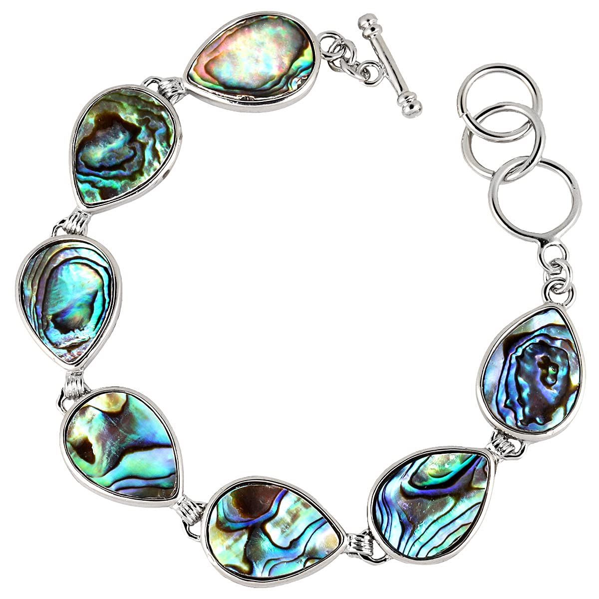 Natural Abalone Shell Bracelet for Women and Man, Adjustable Link Bangle for Unisex, Assorted Shapes