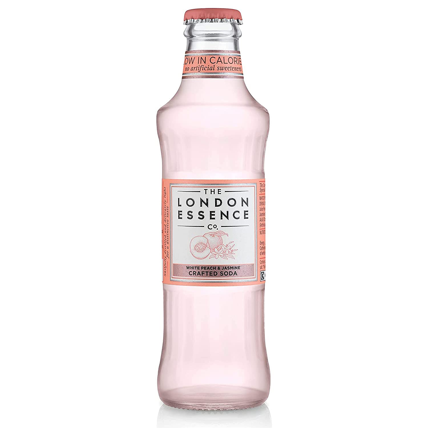 The London Essence Co. White Peach & Jasmine Crafted Soda, 6.76 fl oz ℮ 200 ml