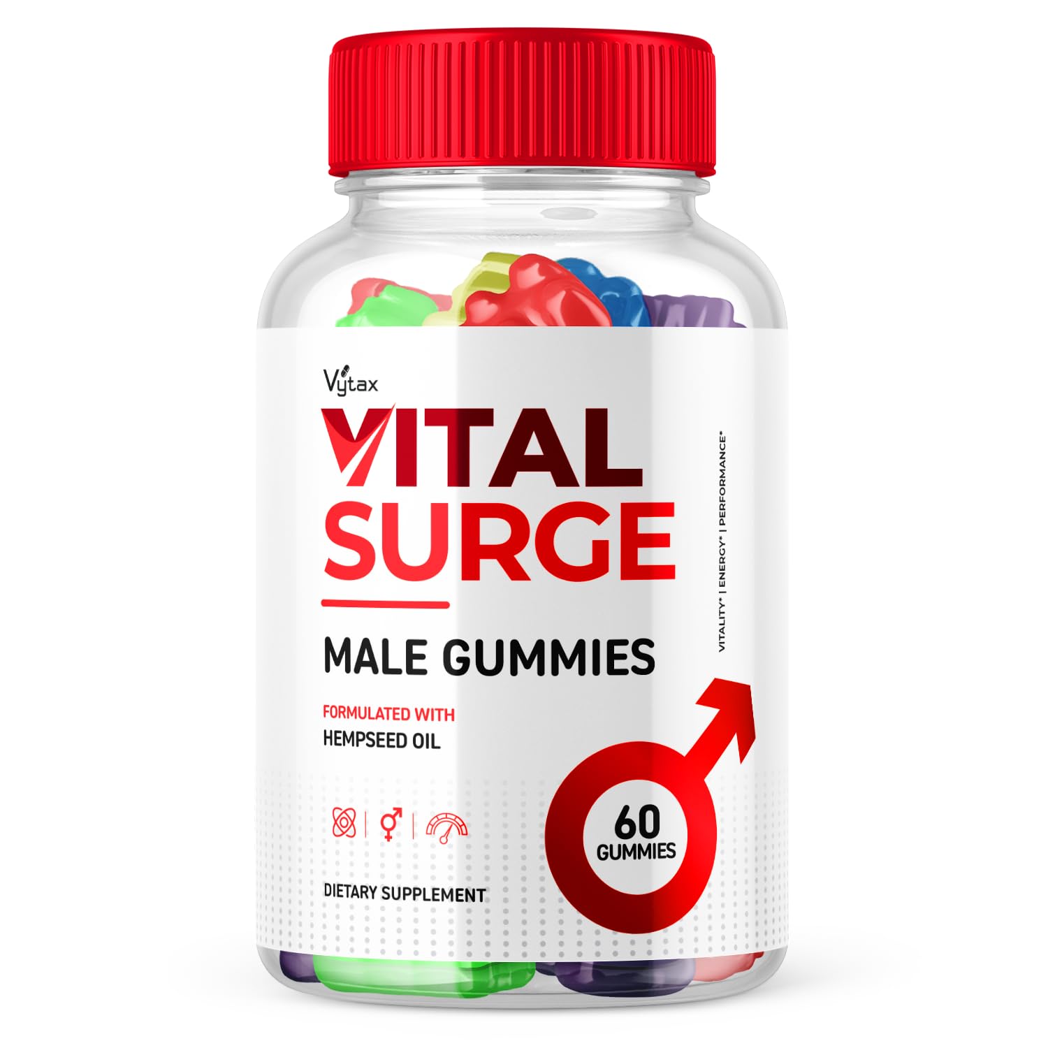 Vital Surge Mens Gummies, Vital Vita Surge Detox Me Gomitas Advanced Max Strength Formula 1000MG Chewable Vitamin Supplement - Vitalsurge Vitasurge All Natural Ingredients Delicious Chews (60 Gummies)