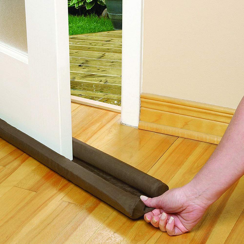 HOFUJINGSHI Door Draft Stopper,Door Sweep for Exterior & Interior Doors,30 to 37 Weather Stripping Noise Blocker Window Breeze Blocker (Coffee, 37”Length X 8.6”Width X 2”Height)