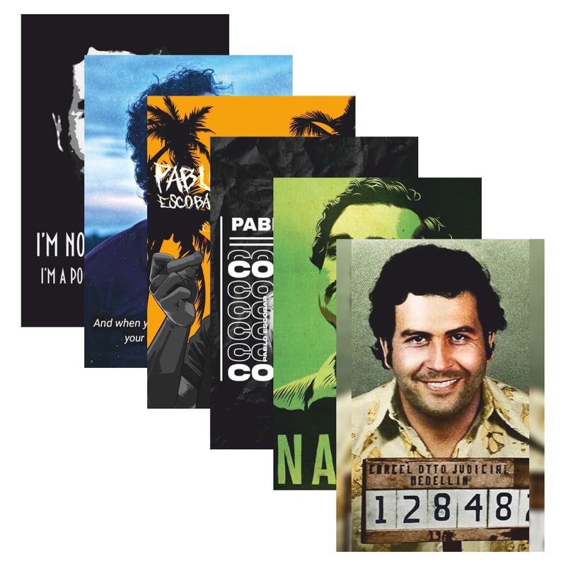 SAW Pablo Escobar Aesthetic Posters Wall Art For Home Bedroom Living Room Office Student Wall Decor 8x12 inch (A4 Size) Set of 6