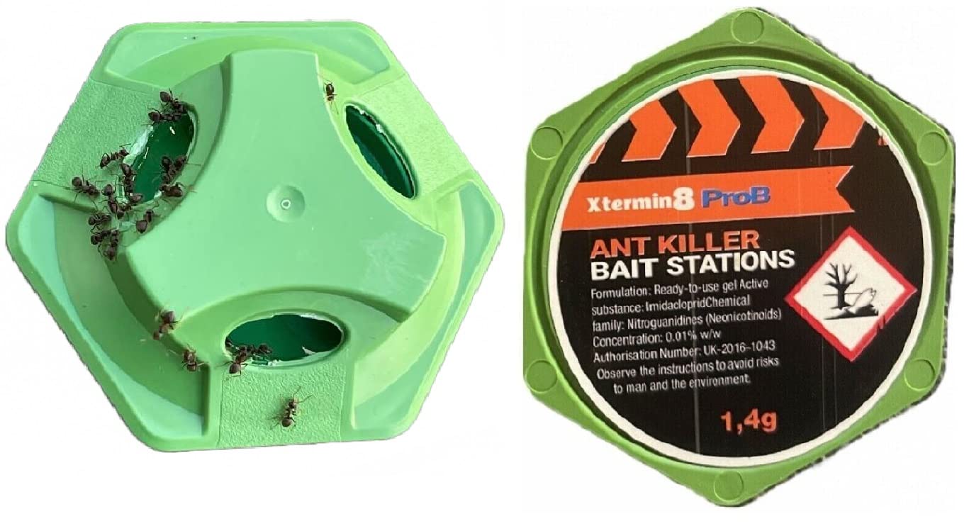 Xtermin8ProB Ant Bait Station - 2 max strength force gel killer stations ants, Green (SHA3200B)