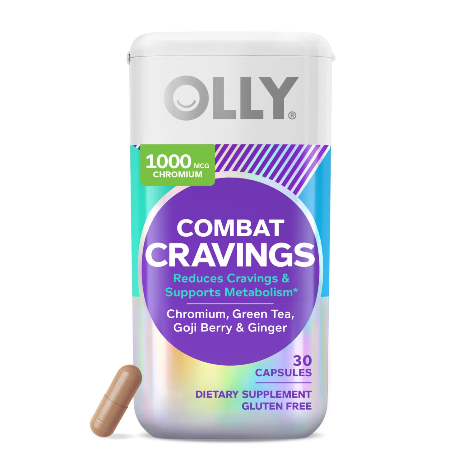 OLLYCombat Cravings, Metabolism & Energy Support Supplement, Chromium, Green Tea, Goji Berry, Ginger, Boost Energy - 30 Count