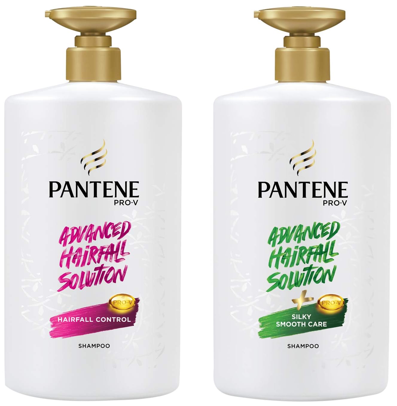 Pantene Advanced Hair Fall Solution Anti Hair Fall Shampoo, 1 L & Pantene Advanced Hair Fall Solution Silky Smooth Care Shampoo, 1 L