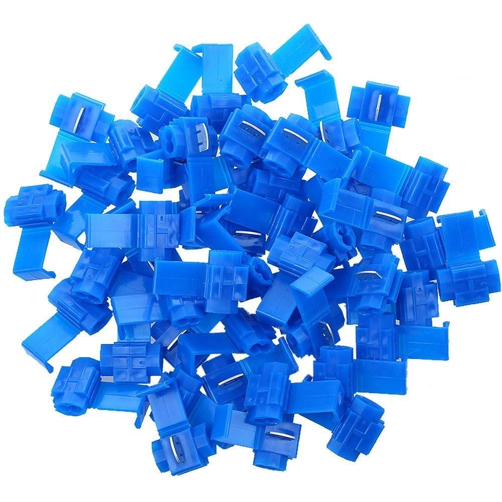 eHUB 100 Pieces Electrical Wire Terminals Quick Splice Snap Scotch Lock Cable Crimp Connector (Blue)