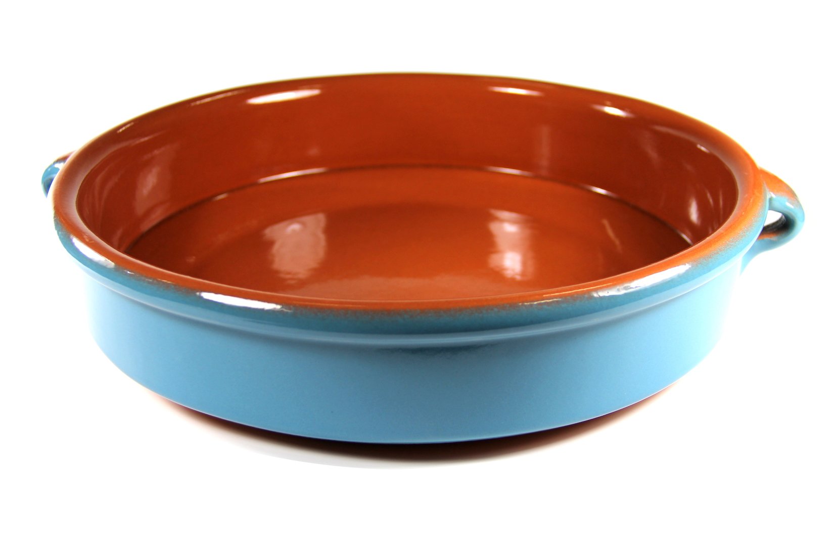 Mediterranean Blue Terra Cotta Cazuela, Round - 12.8 Inch