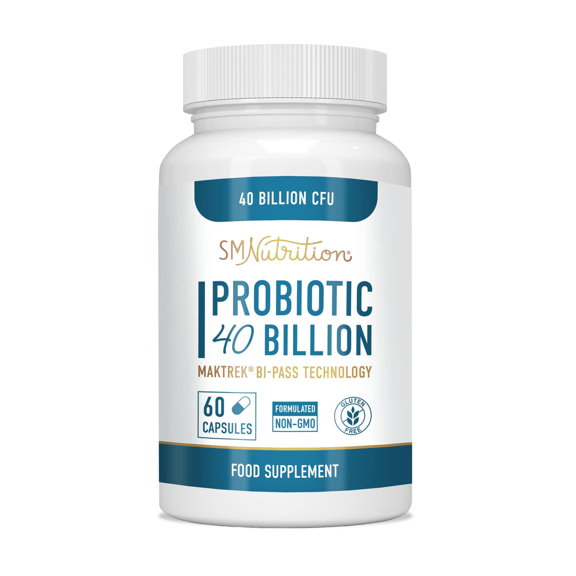 Probiotic Supplement 40 Billion CFU (60 Caps) Guaranteed Potency, 3rd-Party Tested - Patented Delay Release, Shelf Stable, No Refrigeration - Probiotics for Women and Men, Digestive Health Support*