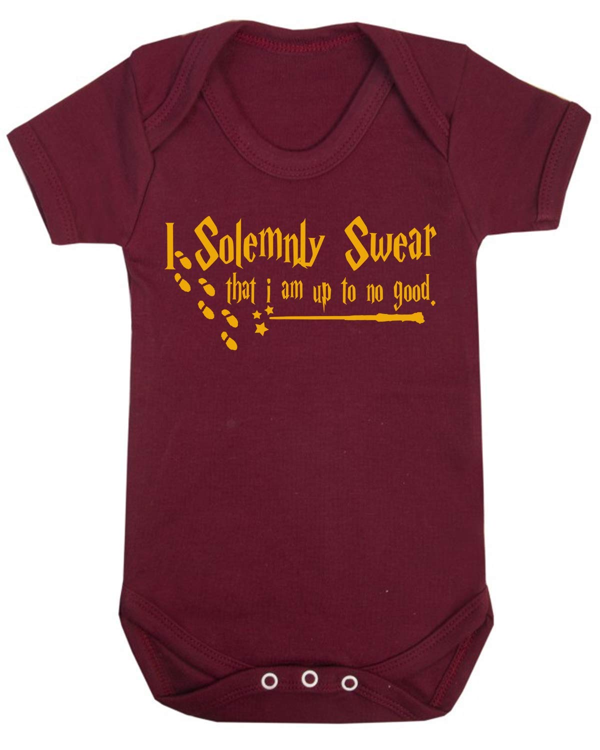 ICKLE PEANUTI Solemnly Swear That I'm Up to No Good Novelty Baby Vest Wizard Inspired Babygrow Novelty Baby Gifts Spell (6-12 Months)