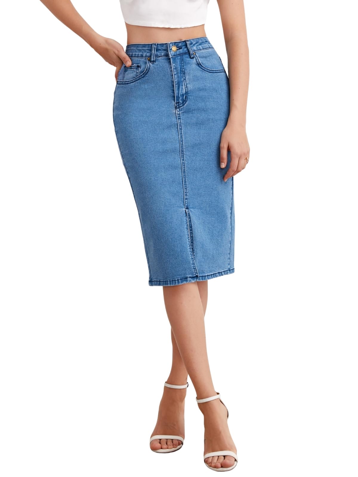 GRECIILOOKS Western Denim Long | Pencil Skirt for Women