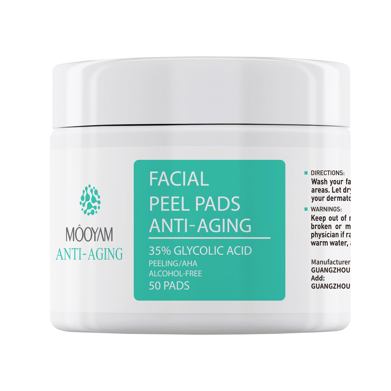 35% Glycolic Acid Pads for Face & Body Exfoliant,Exfoliating Face Pads with AHA, Vitamins B5 & C,Facial Radiance Pads Cleansing Pads,Glycolic Acid Peel Pads for Pore Cleaner,Acne,Fine Lines 50 Pads