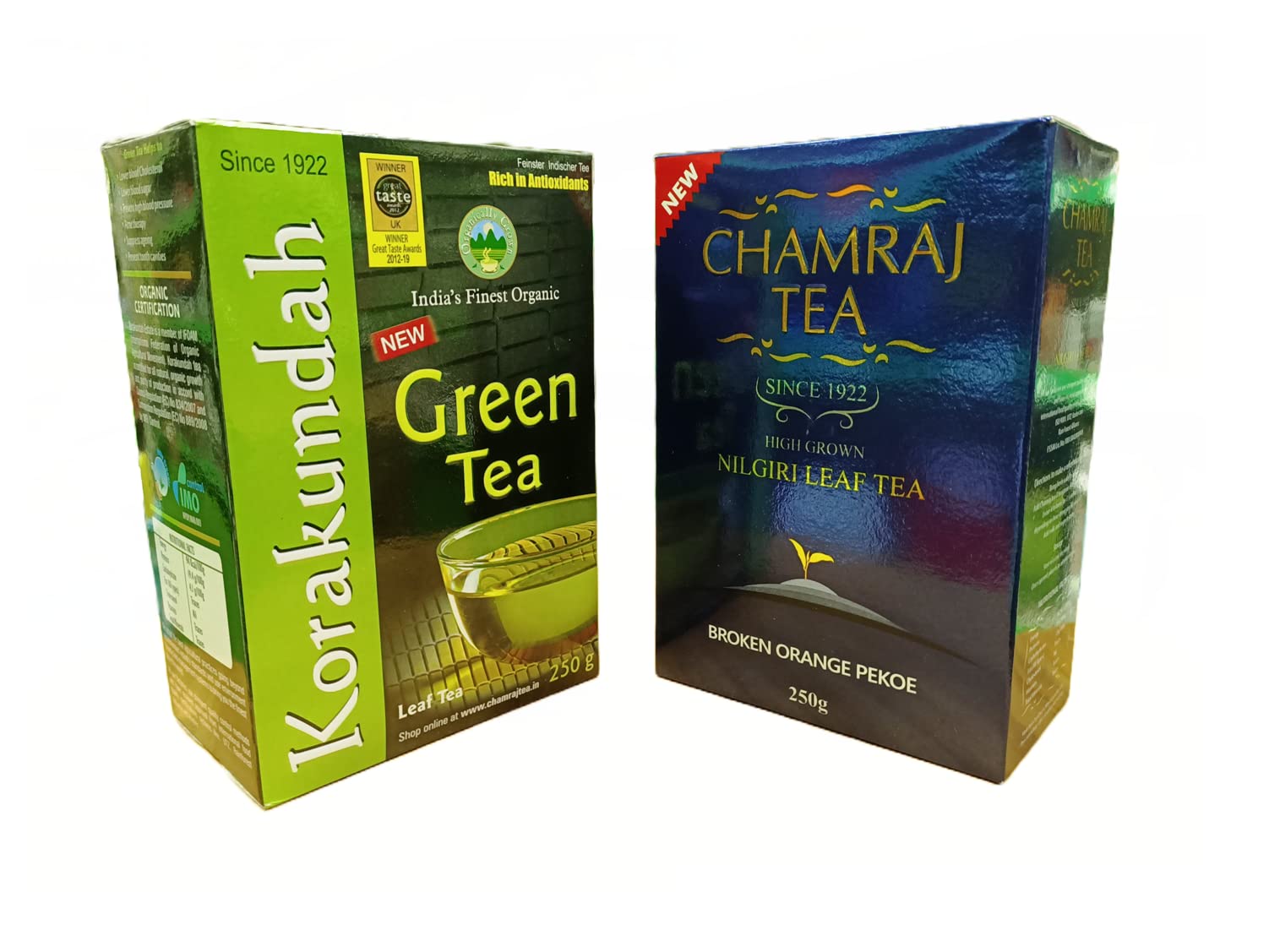 KORAKUNDAH Organic Green Tea 250 g | CHAMRAJ Nilgiri Leaf Tea (BOP) 250 g | Pack of 2 | Total 500 g | India's Finest Organic Tea | Rich in Antioxidants | Chamraj Nilgiri Tea