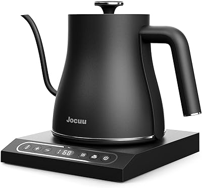 Jocuu Gooseneck Electric Pour Over Kettle with Temperature Control, Tea & Pour Over Coffee Kettle, Stainless Steel, Auto Shutoff Boil-Dry Protection, 0.8L, Matte Black