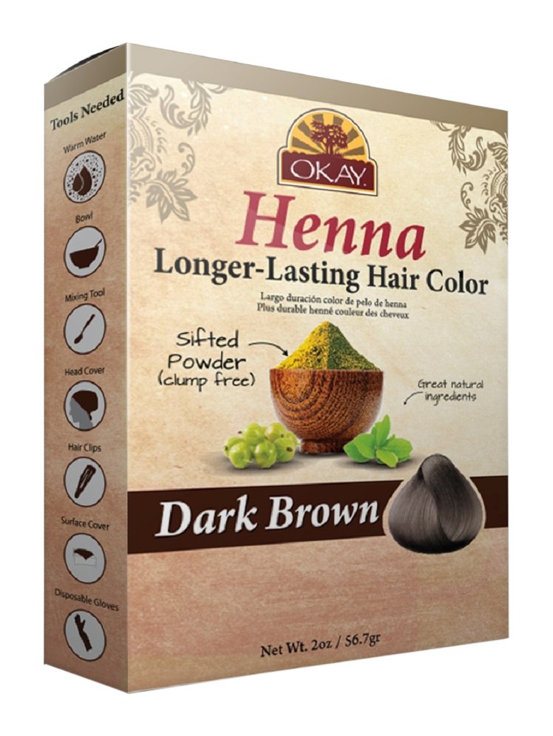 Okay Longer Lasting Henna Colour, Dark Brown, 50ml