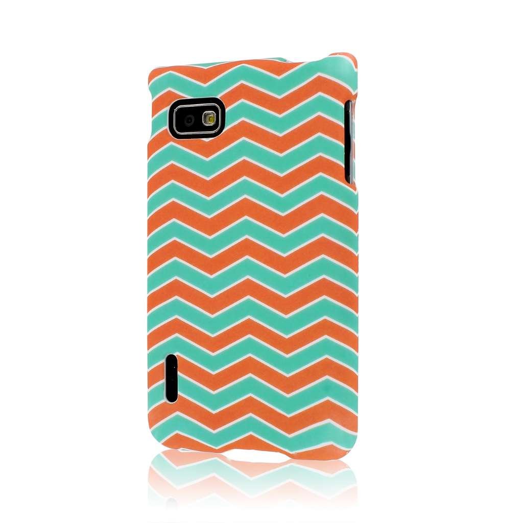 Mpero Snapz Series Rubberized Case for LG Optimus F3 - Mint Chevron