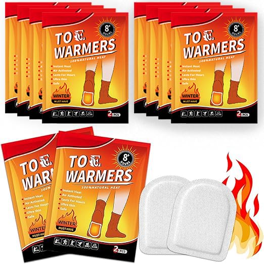 QX YUSAOUGFoot Toe Warmers 20 Pcs, Up to 8 Hours of Heat Long Lasting, Hot Insole Feet Warmer, Instant Toe Warmers Disposable Adhesive Air Activated Warmers for Winter Outdoor Activities, Travel