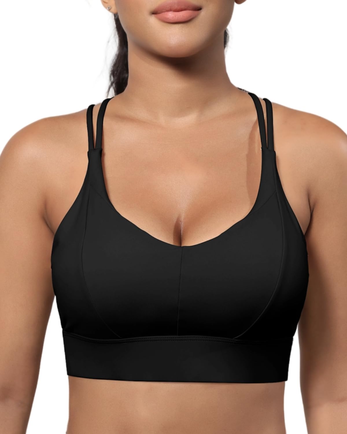 Grace FormSports Bra for Women Strappy Medium Support Push Up Padded Sports Bra for Running Workout Bra Yoga Bra