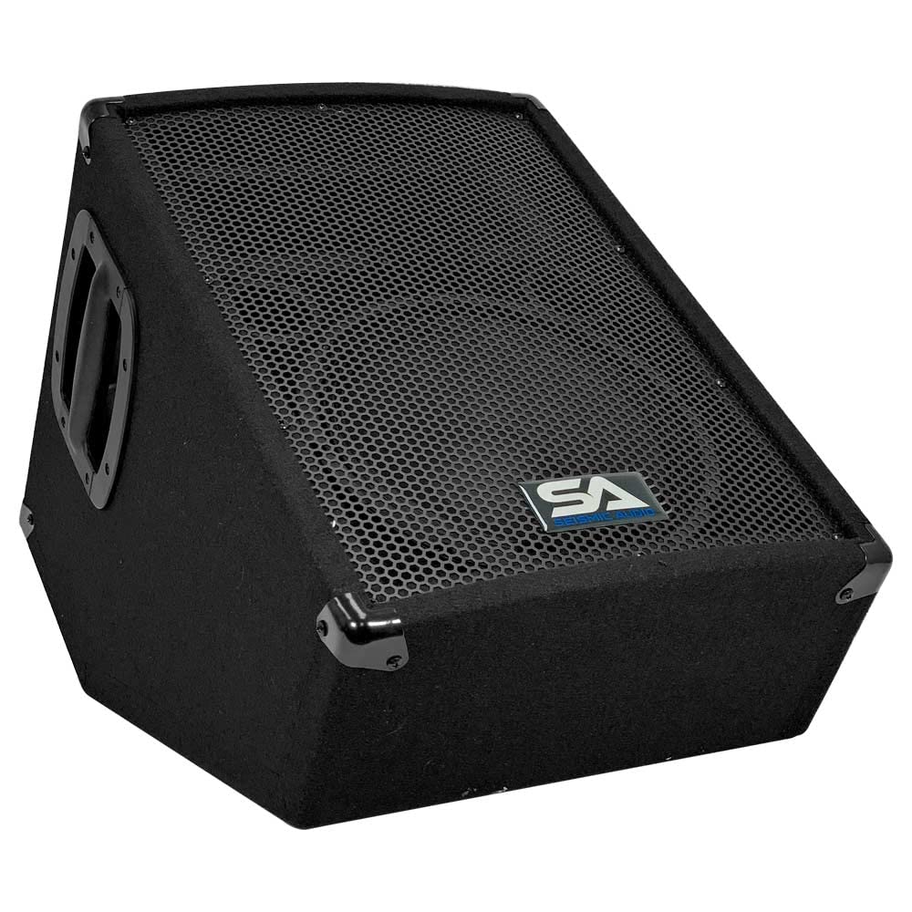 Seismic Audio - SA-10MT-PW - Powered 2-Way 10" Floor / Stage Monitor Wedge Style with Titanium Horn - 250 Watts RMS - PA/DJ Stage, Studio, Live Sound Active 10 Inch Monitor