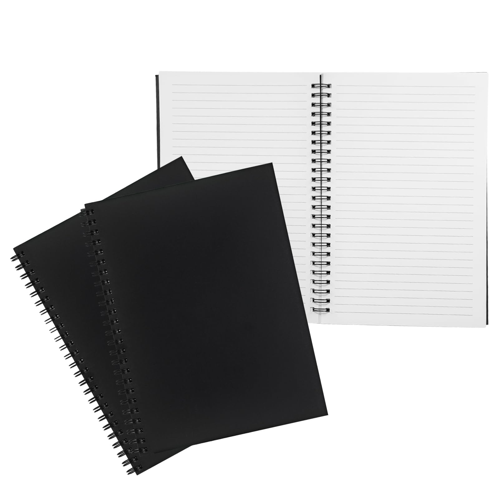 3 Pack College Ruled Notebook, Soft Black Cover Spiral Notebook, Memo Notepad Sketchbook, Students Office Business Diary Spiral Book Journal,100 Pages, 50 Sheets, 7.5 x 5.1 Inch