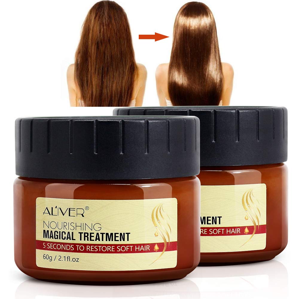 NIFEISHI Magical Treatment Mask, 2pcs Advanced Molecular Hair Roots Treatment Professtional Hair Conditioner, 5 Seconds to Restore Soft Hair, Deep Conditioner Suitable for Dry & Damaged Hair-60ml