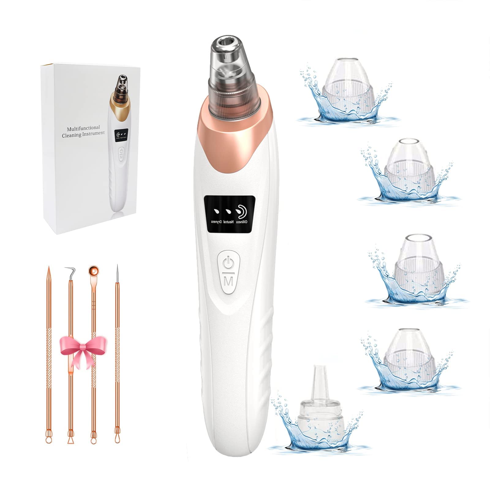 Azonee Blackhead Remover Pore Vacuum, Upgraded Facial Pore Cleaner-5 Suction Power, 5 Probes, USB Rechargeable Blackhead Vacuum Kit Electric Acne Comedone Whitehead Extractor Tool for Women & Men