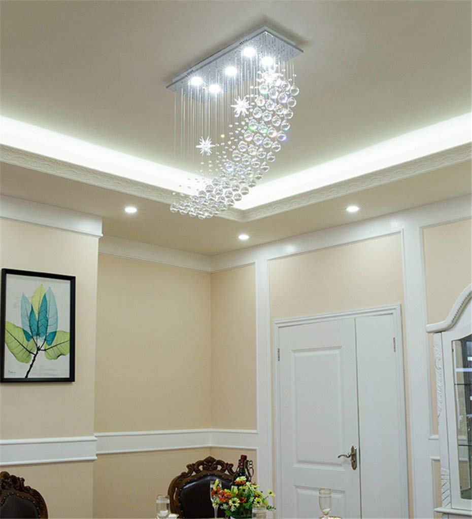 WHKHY Pendant Lamp Crystal Led Three-Color Dimming 25W Hanging Line Chandelier, 4 Different Sizes