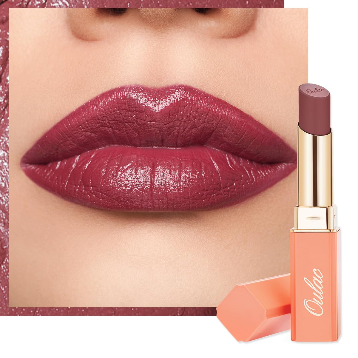 Oulac Plum Lipsticks for Women, Burgundy Matte Lipstick, Full Coverage Lip Color, Satin Matte Finish, Cream Texture, Hydrating, Infused with Hyaluronic Acid, Vegan & Clean Beauty 4g SG08 Bianca