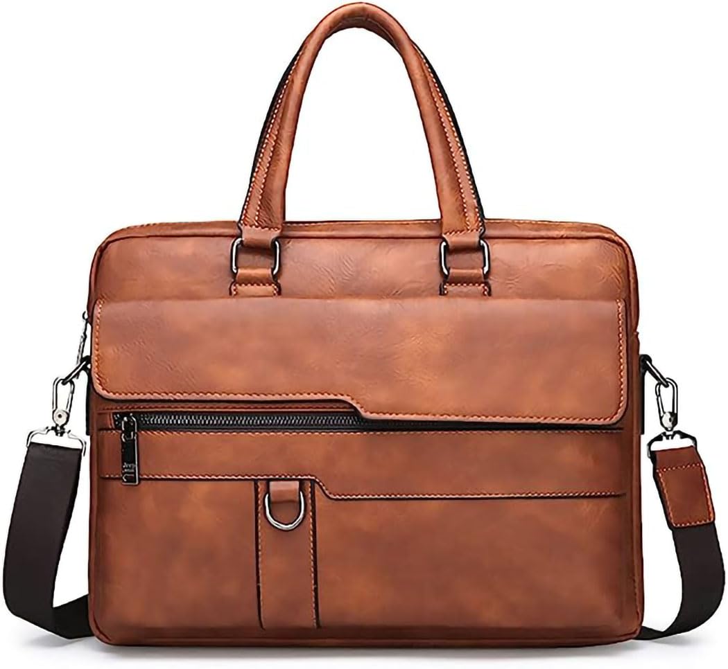 Practical 14 inch Briefcase Laptop Bag for Men - Business Leather Office Bag Messenger Bag Travel Bag for Men