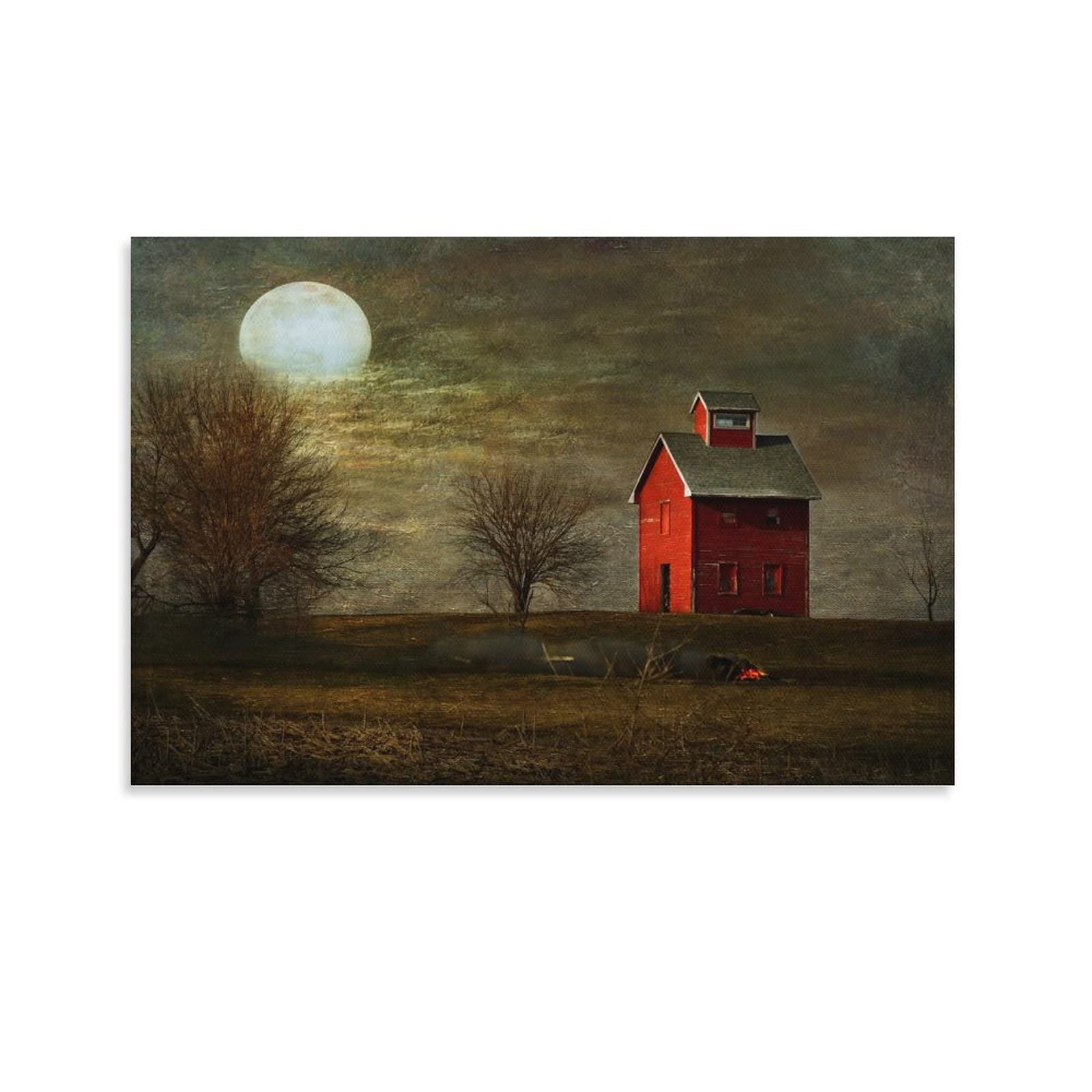 Canvas PrintHouse On The Hill Wall Art for Living Room Bedroom Decor 08x12inch(20x30cm)