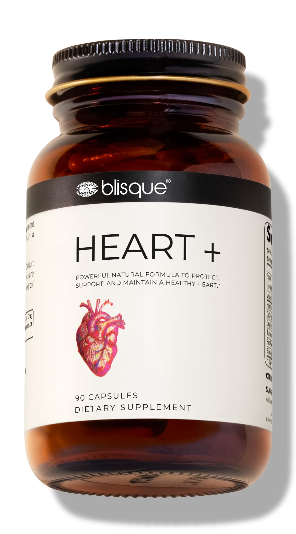 BlisqueNatural Blood Pressure Support Supplement for Heart Health and Circulation | Doctor-Approved | with 200 mg CoQ10, Hawthorn Berry, Beet Root, Turmeric | 90 Capsules