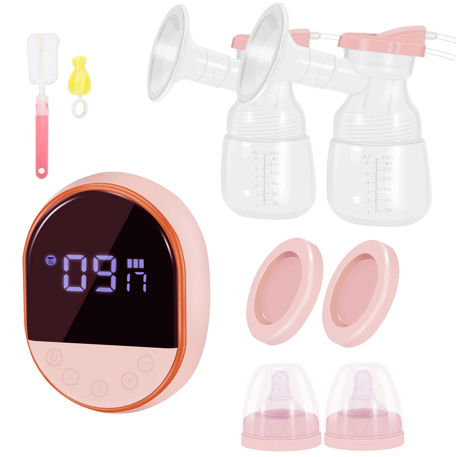 NANAKI Electric Breast Pump Double with Pain-Free and Strong Suction, 3 Modes & 9 Levels, High-Definition Display, Milk Collector with 24mm Flanges