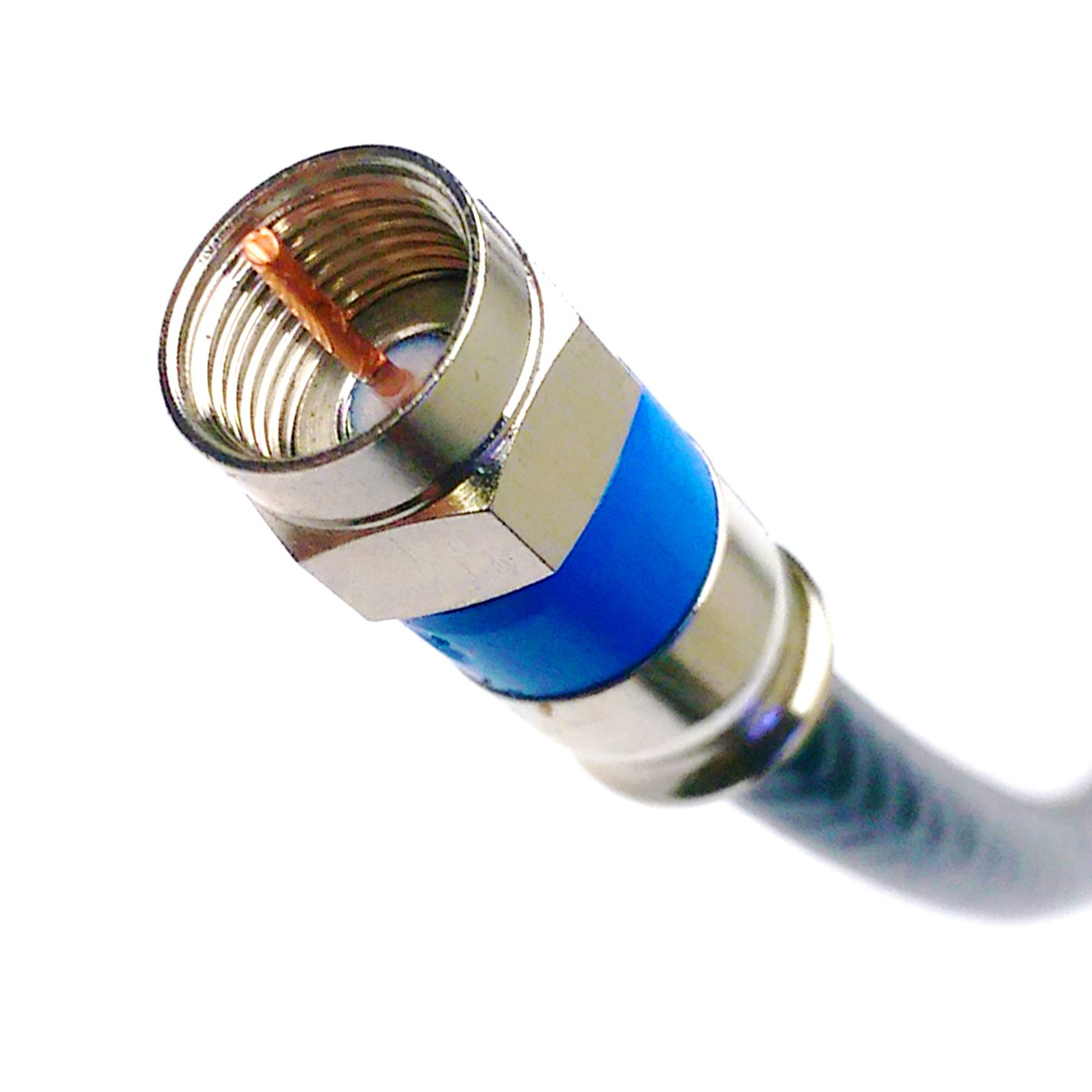 100ft RG6 Coaxial Cable Made in USA Pro Rated Indoor Outdoor Anti Corrosion Brass Compression Connectors UL ETL CATV RoHS 75 Ohm RG6 Digital Audio Video Broadband Internet Cable