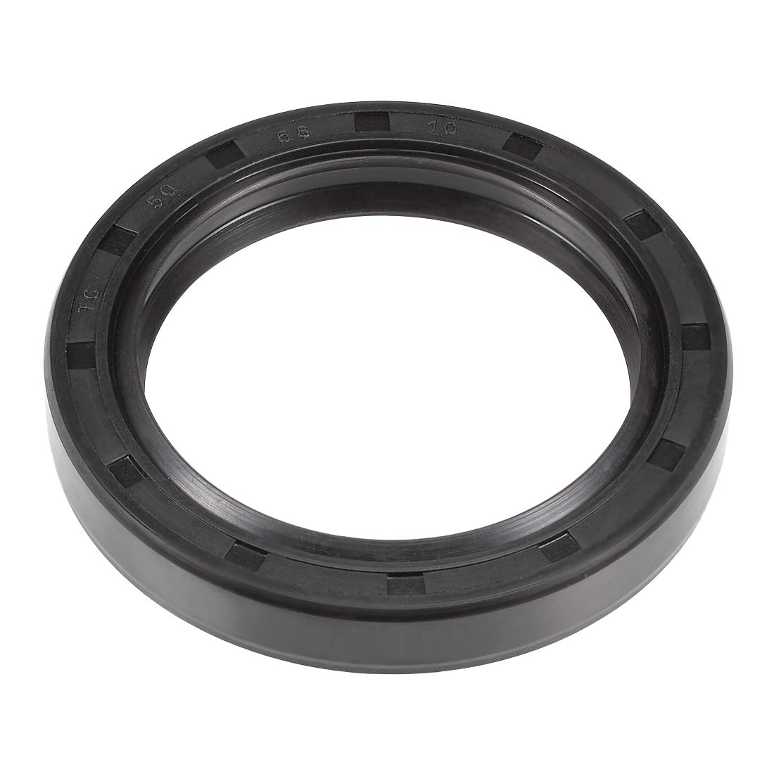 uxcell Oil Seal, TC 50mm x 68mm x 10mm Nitrile Rubber Cover Double Lip with Spring for Bearing Shaft, Black Pack of 1