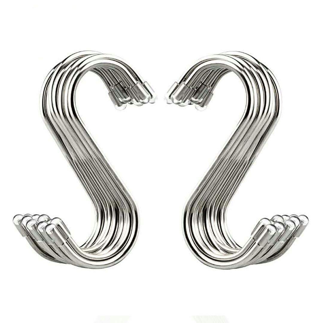 20 Pack 3.4" S Shaped Hooks Stainless Steel Metal Hangers Hanging Hooks for Kitchen, Work Shop, Bathroom, Garden