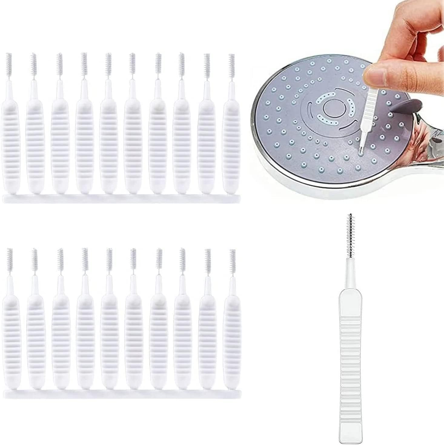 Shower Head Nozzle Cleaning Brush, Reusable Multifunctional Shower Head Anti-Clogging Small Brush (Pack of 10,White)