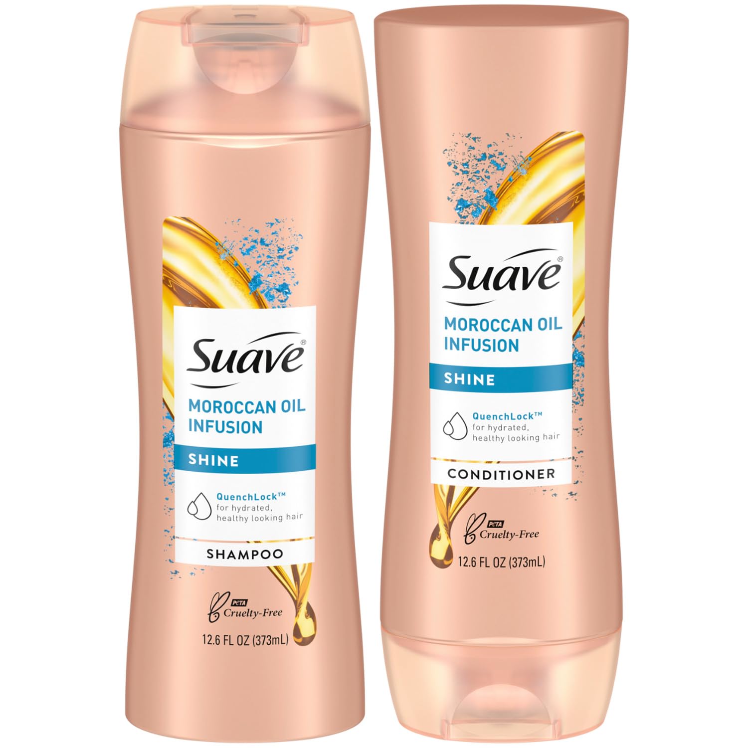 Suave Moroccan Oil Infusion Shampoo & Conditioner Set - Argan Oil for Damaged, Dry Hair, Shine & Healthy Locks, 12.6 Oz (2 Pieces)